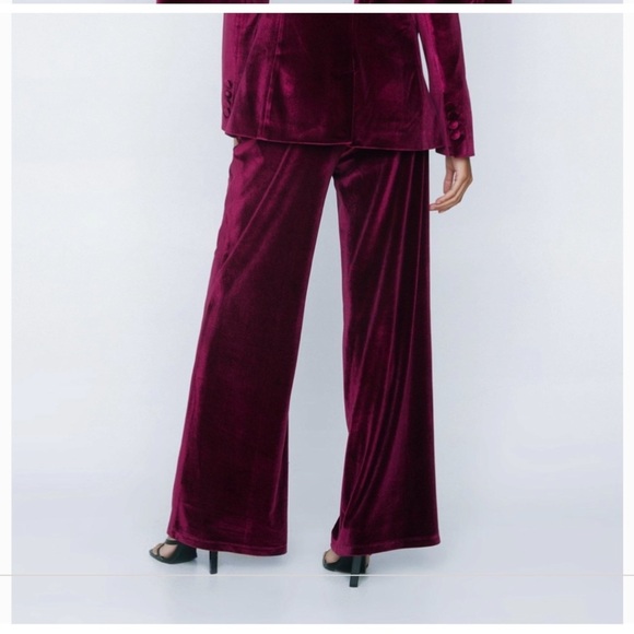 🎉H-P🎉 NASTY GAL Dramatic Berry Fuchsia Magenta Velvet Suit UK 10 USA Size 6 - Picture 4 of 8